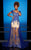 MNM Couture - 0616 Illusion Contrast Lace Sheath Gown In Blue and Neutral