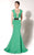 MNM Couture - 0624 Jewel Festooned Sheer Trumpet Gown In Green