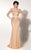 MNM Couture - Embellished V-Neck Trumpet Dress 0767W in Gold