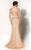 MNM Couture - Embellished V-Neck Trumpet Dress 0767W in Gold