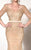 MNM Couture - Embellished V-Neck Trumpet Dress 0767W in Gold