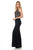 Lenovia - 5139 Sequined Halter Trumpet Dress With Satin Sash In Black and Gold
