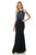 Lenovia - 5139 Sequined Halter Trumpet Dress With Satin Sash In Black and Green