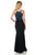 Lenovia - 5139 Sequined Halter Trumpet Dress With Satin Sash In Black and Green