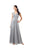 Adrianna Papell - 81850600 Pleated V-neck A-line Dress in Gray