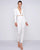 Ieena Duggal - 26071I Long Sleeve Deep V-neck Jumpsuit In White