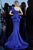Jovani - 63584 Bow Detailed Asymmetric Mermaid Dress In Blue