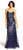 Adrianna Papell - 91898100 Sequined Sleeveless V Neck Long Gown in Blue