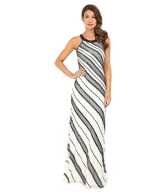 Adrianna Papell - Halter Long Dress 91918240 in White and Black