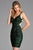 Scala - 48891 Strappy Sequined V-Neck Cocktail Dress In Green