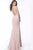 Jovani - 66682 V-neck Satin Sheath Dress In Pink