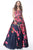 Jovani - JVN67128 Square Neck Floral A-line Dress In Blue and Multi