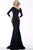 Jovani - 68663 Asymmetrical Long Sleeves Trumpet Dress In Black