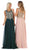May Queen - MQ1616 Sleeveless Lace Applique Chiffon Long Dress In Green and Pink