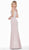 Ashley Lauren - 1517 Cap Sleeve Bead Fringed Crepe Sheath Gown In Pink