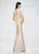 Montage by Mon Cheri - 217955 Quarter Sleeve Lace Mikado Evening Gown  in Neutral