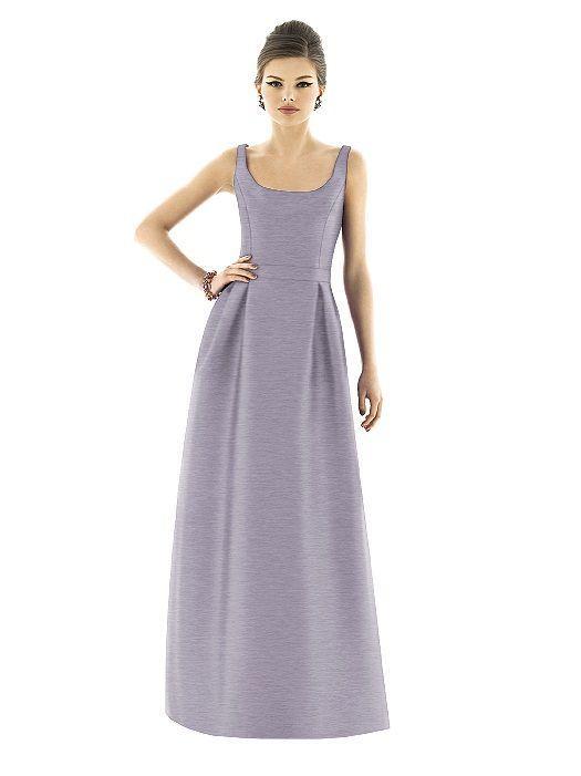Alfred Sung - D565 Scoop Neck Slim A-Line Dupioni Gown In Purple