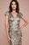 Tadashi Shoji - Knee Length Cap Sleeve Floral Sequined Dress In Silver