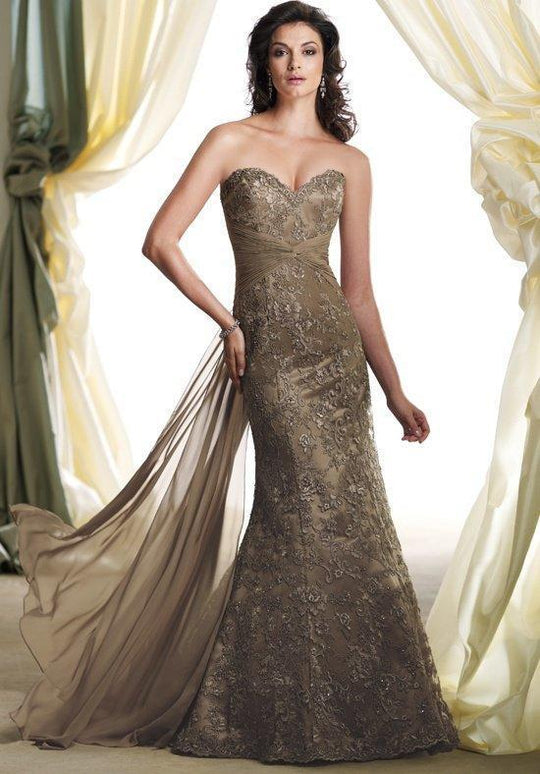 Montage - Lace Sweetheart Mermaid Dress 113943 in Brown