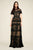 Tadashi Shoji - Lace Gathered Jewel A-Line Dress In Black and Neutral