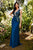 Tadashi Shoji - Embellished Illusion Neck Fitted Dress In Blue and Neutral
