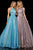 Sherri Hill - 52964 High Halter Neck Glitter Mesh Full A-Line Dress In Pink and Blue