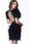 Jovani - 63451 Feathered Sheath Short Dress In Black