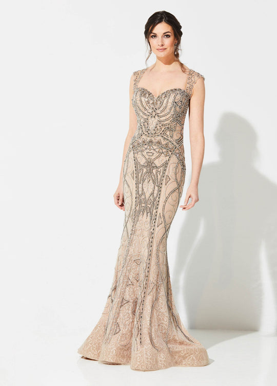 Ivonne D for Mon Cheri - 219D75 Beaded Sweetheart Mermaid Gown In Nude