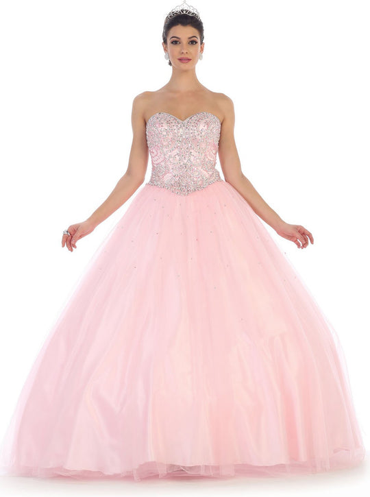 May Queen  - LK83  Bejeweled Sweetheart Evening Gown In Pink
