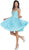 May Queen - Cap Sleeve Floral Jeweled A-Line Cocktail Dress in Blue