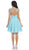May Queen - Cap Sleeve Floral Jeweled A-Line Cocktail Dress in Blue