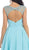 May Queen - Cap Sleeve Floral Jeweled A-Line Cocktail Dress in Blue