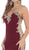 Gilt Lace Ornate Trumpet High Slit Prom Gown