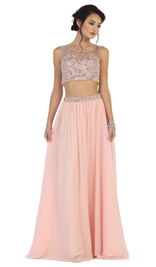 Bead Embellished Two Piece Prom Gown