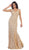 Lace Embellished V-neck Sheath Evening Dress