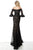 Jovani - 2240 Lace Off-Shoulder Bell Sleeve Trumpet Dress In Black and Neutral