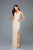 Scala - 48933 Sequined Scalloped V-neck Sheath Dress In Neutral