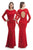 JS Collections - Long Sleeves Lace Long Dress 864550 in Red