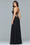 Faviana - Plunging Floral Embroidered Chiffon Gown 10000 in Black