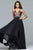 Faviana - Plunging Floral Embroidered Chiffon Gown 10000 in Black