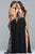 10000 Plunging Floral Embroidered Chiffon Gown