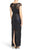 Adrianna Papell - Bateau Neckline Embellished Long Dress AP1E200799 in Black and Blue