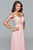 10006 Lace Appliqued Illusion Midriff Gown