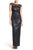 Adrianna Papell Illusion Cap Sleeve Sequined Floral Gown AP1E200799 In Black Navy