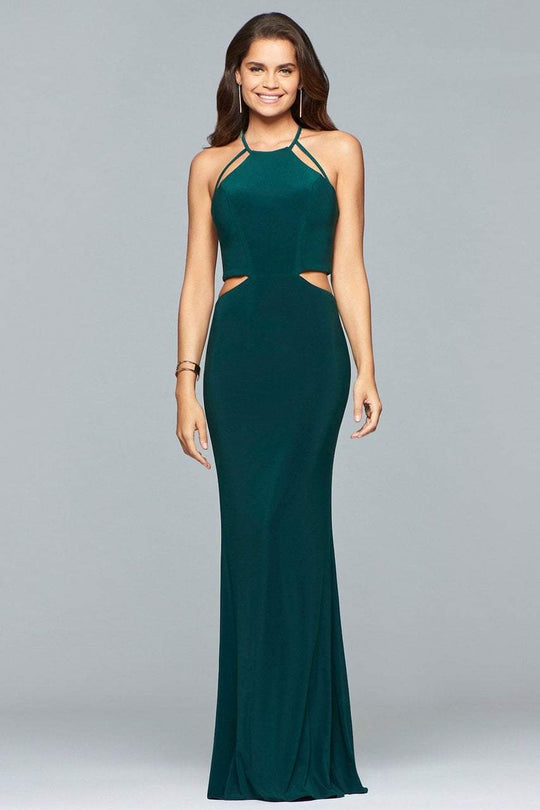 10014 Halter Neck Jersey Sheath Dress