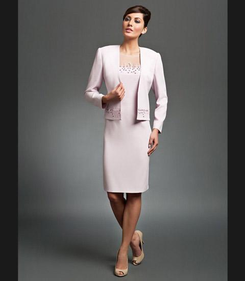 Daymor Couture - Beaded Sheer Cocktail Dress with Bolero 1002 in Pink