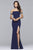 10037 Ornate Crepe Sheath Gown with Choker