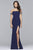 10037 Ornate Crepe Sheath Gown with Choker