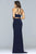 10072 Long Strap Detailed Sheath Gown