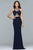 10072 Long Strap Detailed Sheath Gown